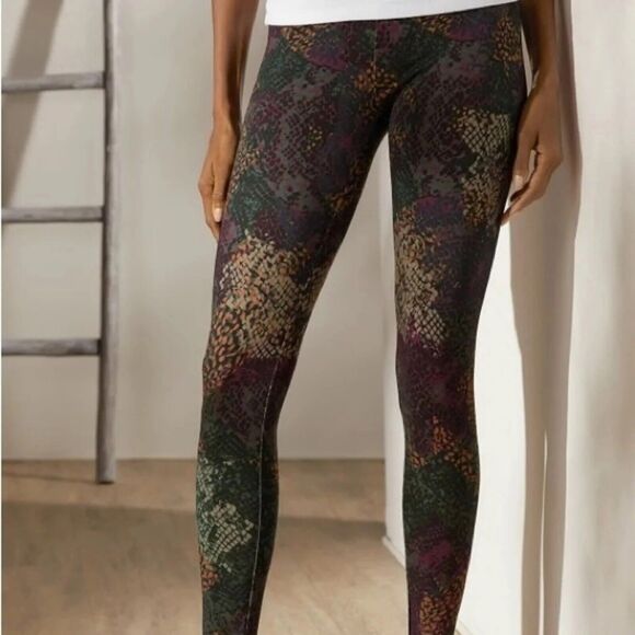 Soft Surroundings Legging Women M Purple Green Animal Print Pull On Boho Lounge - Picture 1 of 10